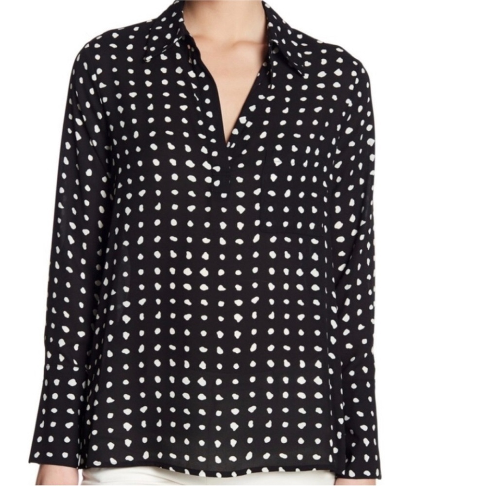 Pleione Polka Dot Blouse Black White XS